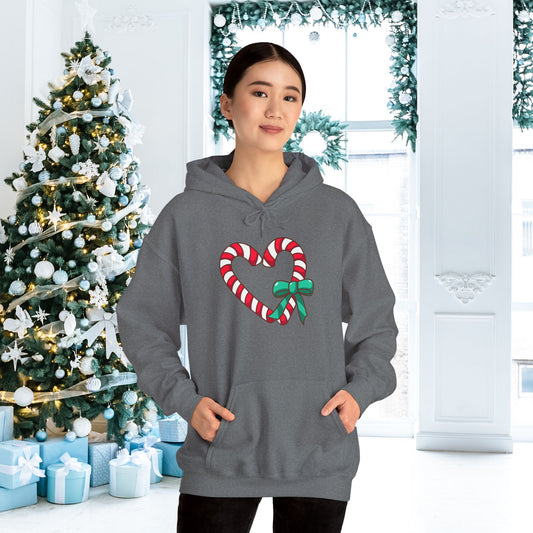 Candy Cane Heart Adult Heavy Blend™ Hooded Sweatshirt