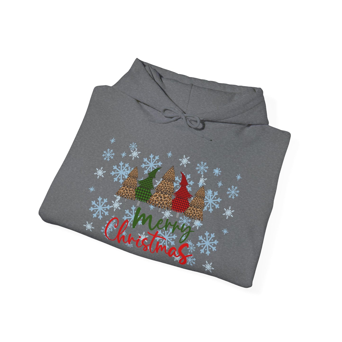Merry Christmas Checkered Trees Adult Heavy Blend™ Hoodie
