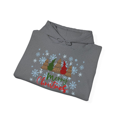 Merry Christmas Checkered Trees Adult Heavy Blend™ Hoodie