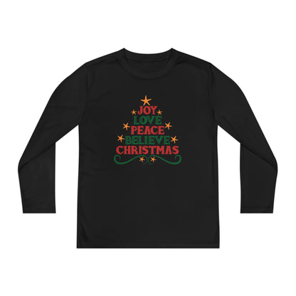 Joy Love Peace Believe Christmas Youth Long Sleeve Tee