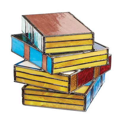 Stacked Books Lamp Resin Stained Glass LED