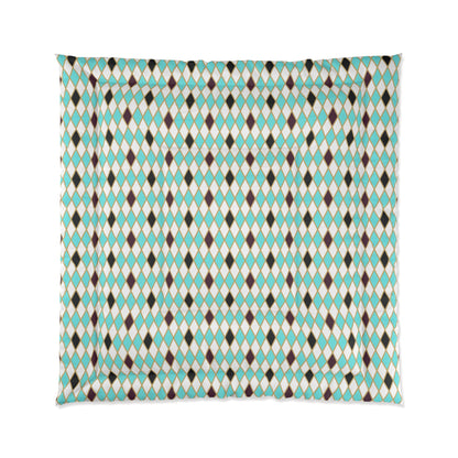 Teal/White Harlequin Basic Bedding Set