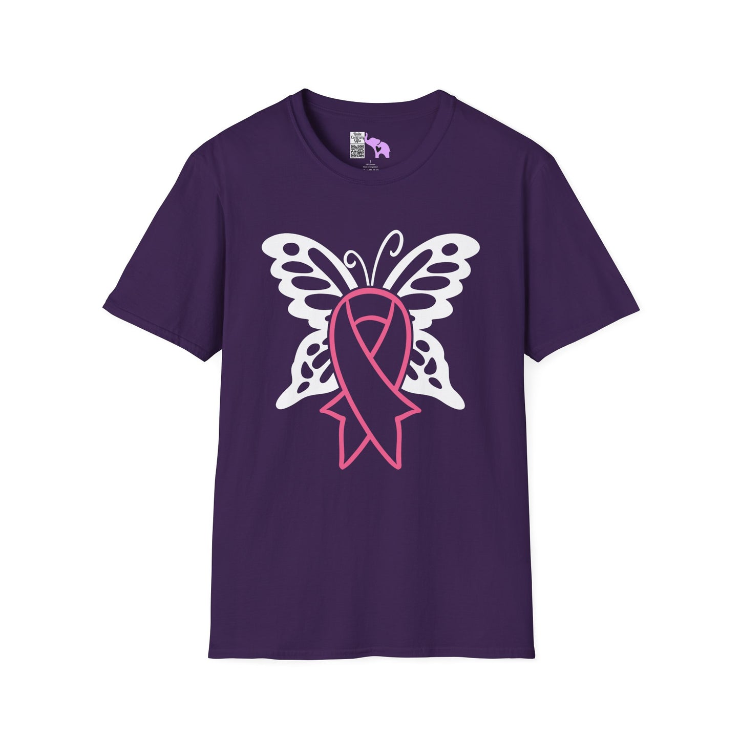 Butterfly Pink Support Ribbon Adult T-shirt