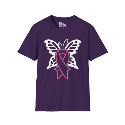 Butterfly Pink Support Ribbon Adult T-shirt