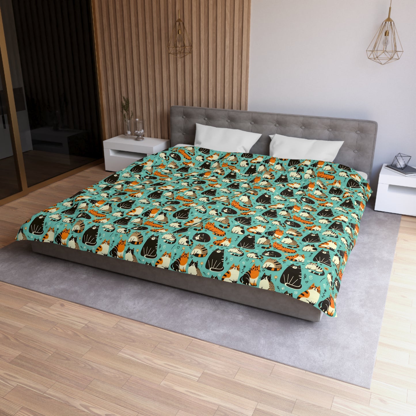Whimsy Whiskers Microfiber Duvet Cover