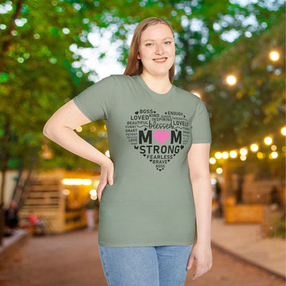 Mom Strong (Heart) Adult T-shirt
