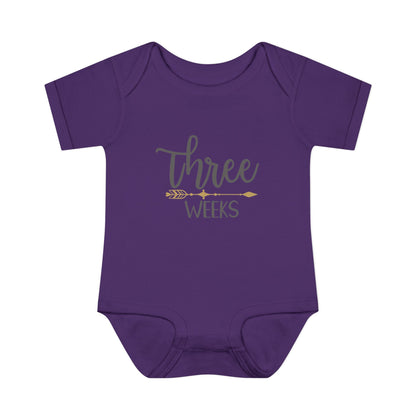 Golden Arrow Milestone Baby Bodysuit-Three Weeks