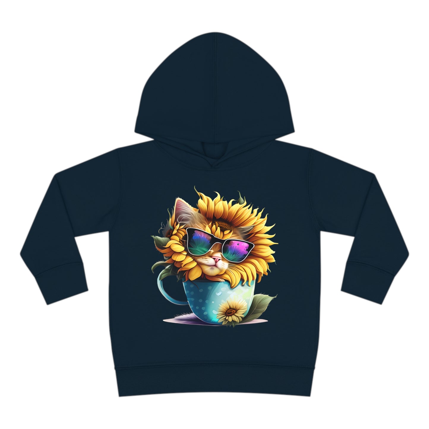 Cool Sunflower Kitten 1 Toddler Pullover Fleece Hoodie