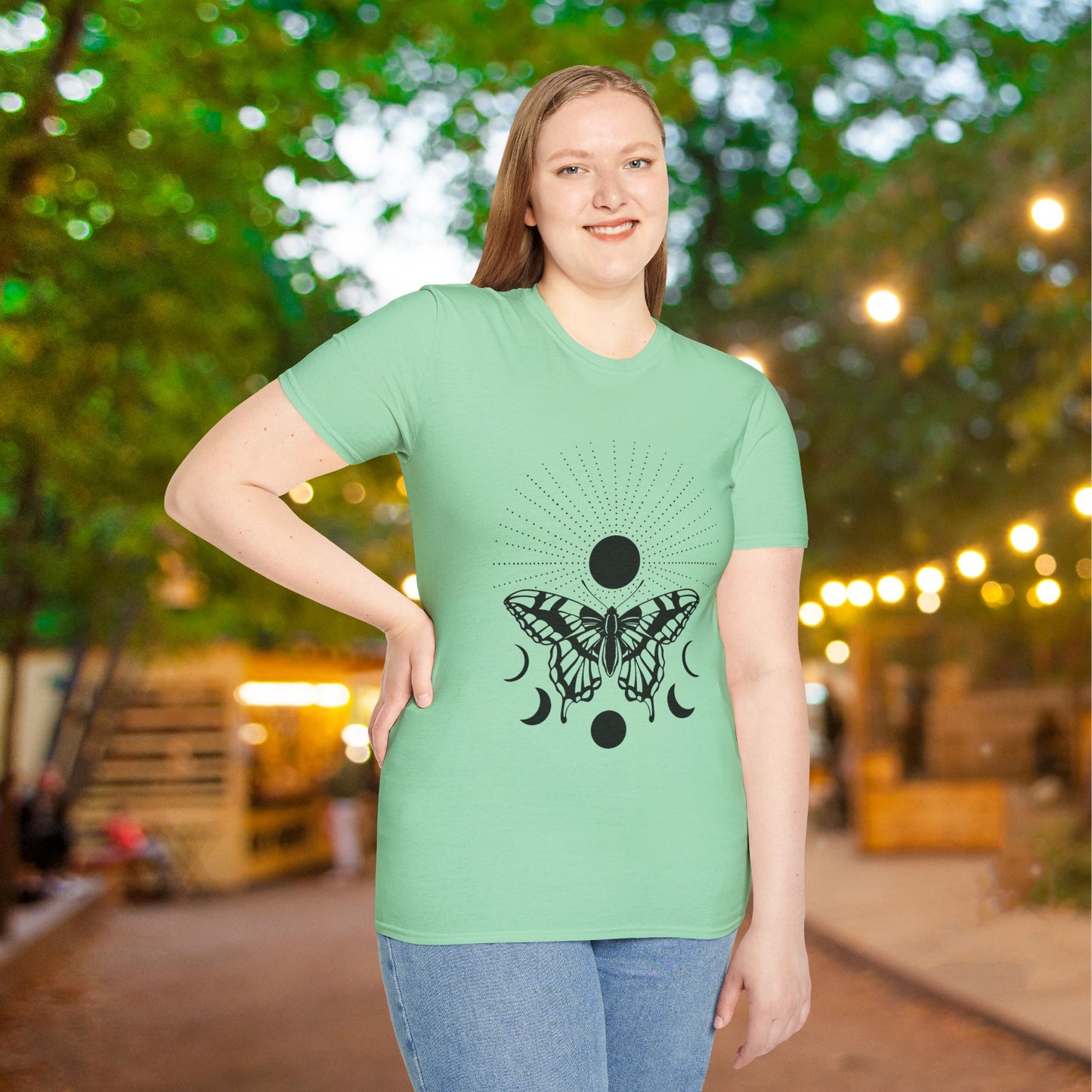 Butterfly w/Sun, Moon, & Stars Adult T-shirt