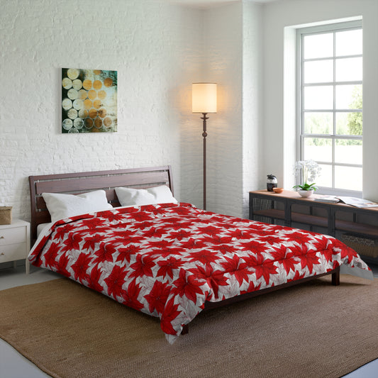 Crimson Poinsettia Sketch Basic Bedding Set