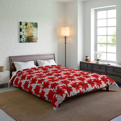 Crimson Poinsettia Sketch Comforter