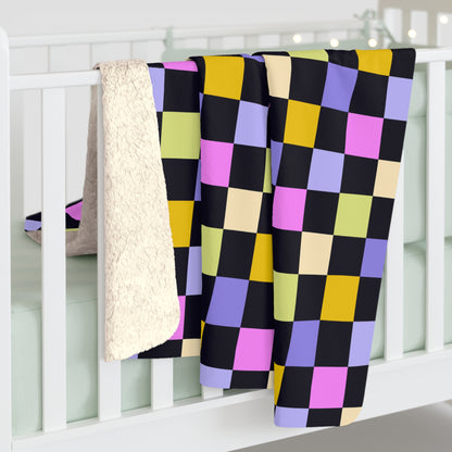 Joyful Checkerboard Fleece Blanket