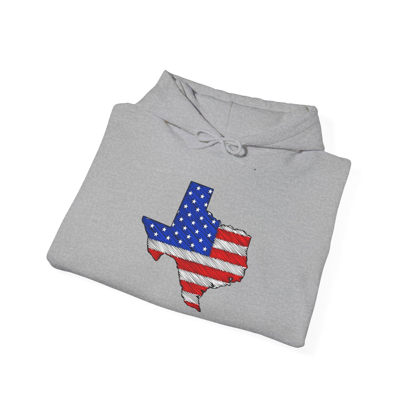 Texas-shaped American Flag Heavy Blend™ Hooded Sweatshirt