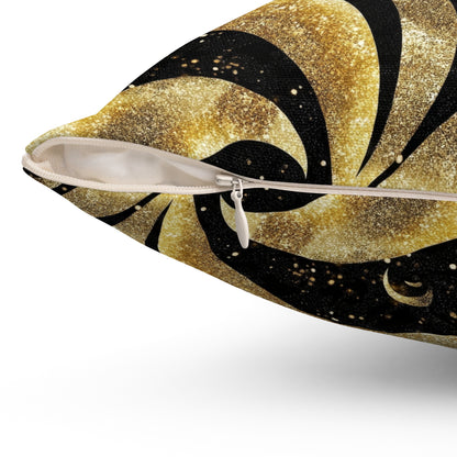 Black & Gold Luxe Swirl Throw Pillow