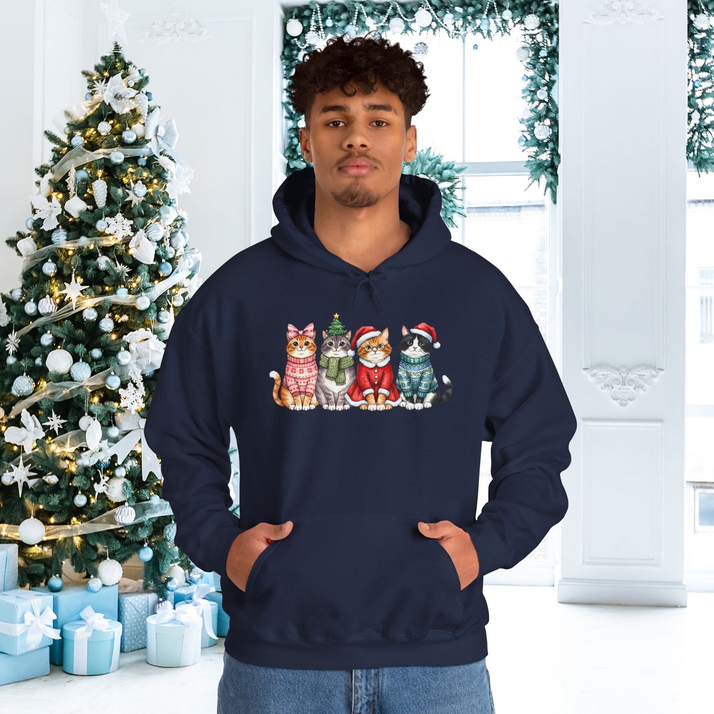 Meowy Christmas Crew Adult Heavy Blend™ Hooded Sweatshirt