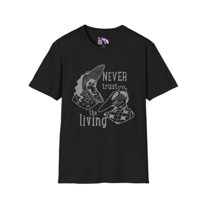 Beetlejuice Never Trust The Living Barbara & Adam Adult T-shirt