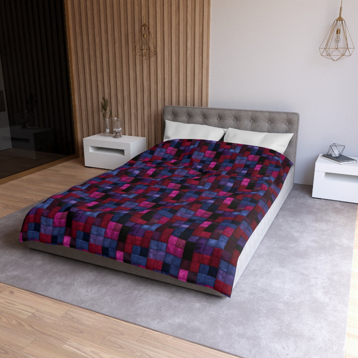 Velvet Mosaic Print Duvet Bedding Set