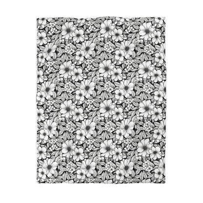 Black & White Forget-Me-Nots Microfiber Duvet Cover