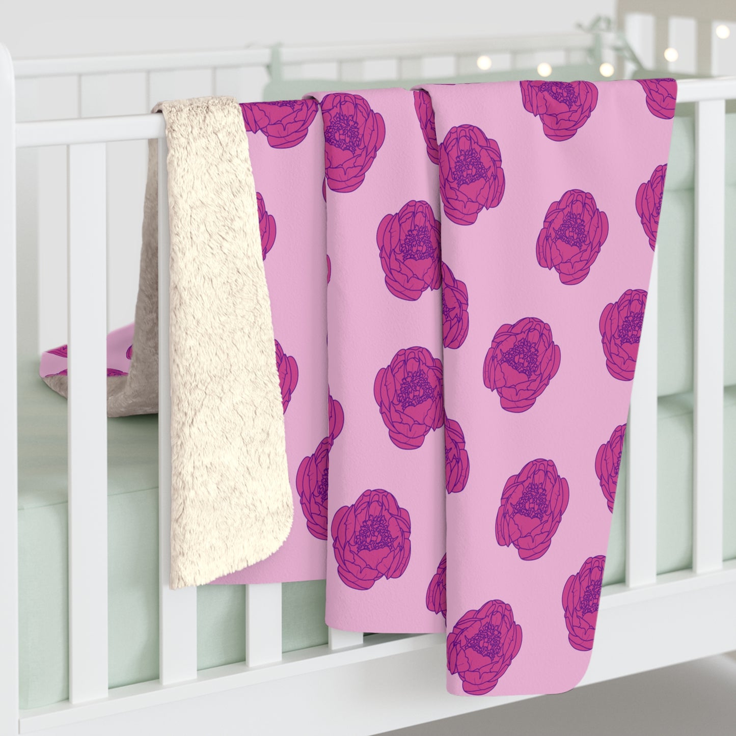 Rosy Dream Peonies Fleece Blanket