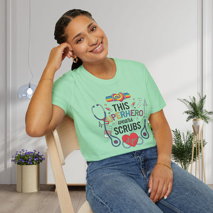 This Superhero Wears Scrubs Adult T-shirt