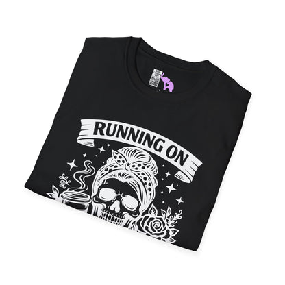 Running On Caffeine & Sarcasm Adult T-shirt