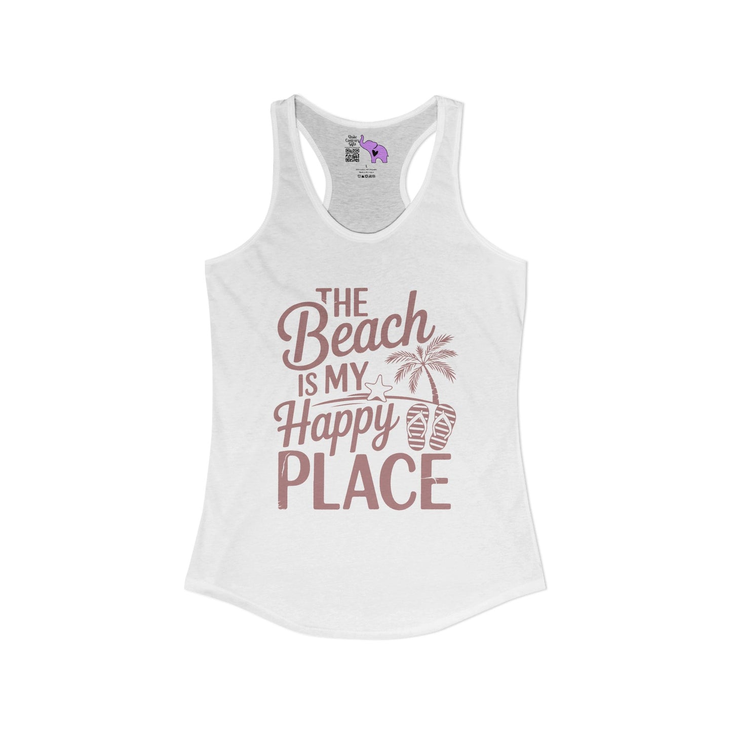 The Beach Is My Happy Place Women's Ideal Racerback Tank
