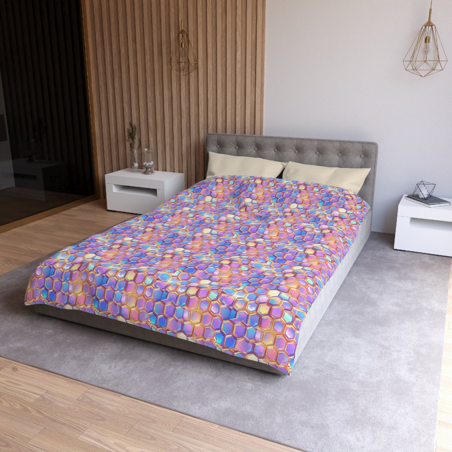 Aurora Hexagons Microfiber Duvet Cover