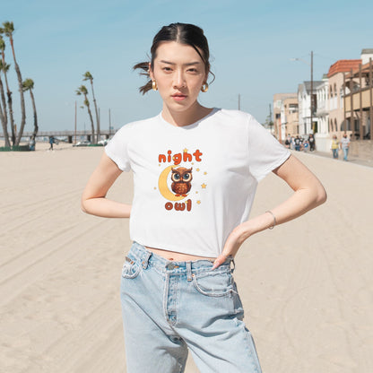 NIght Owl Women's Flowy Cropped Tee