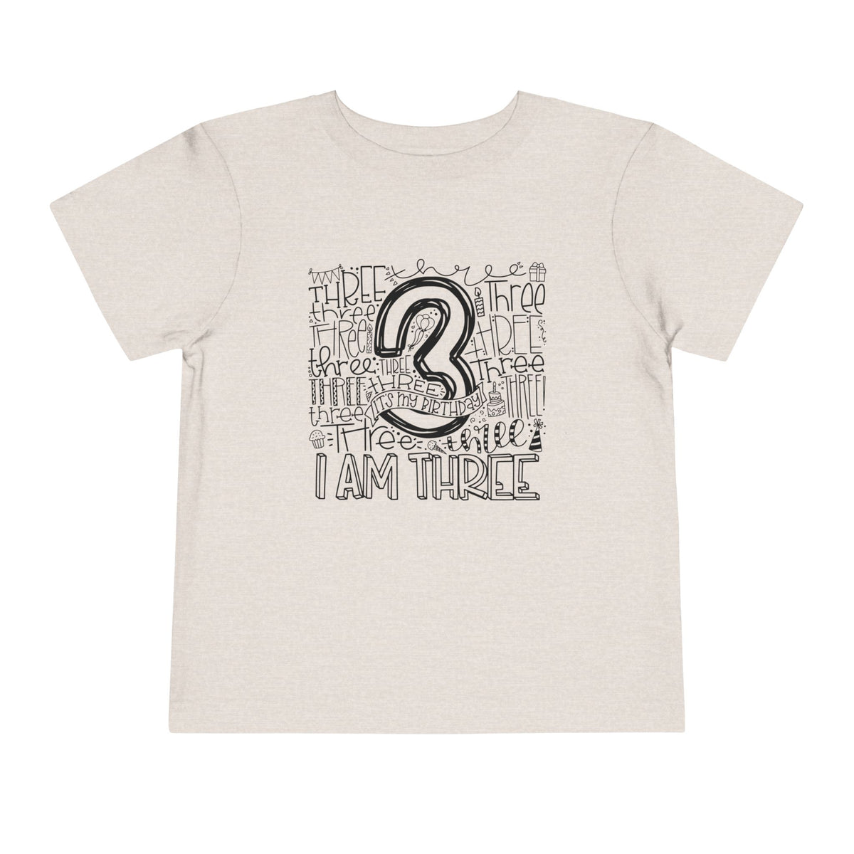 I Am Three Typography Toddler Tee