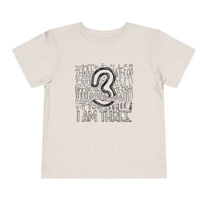 I Am Three Typography Toddler Tee