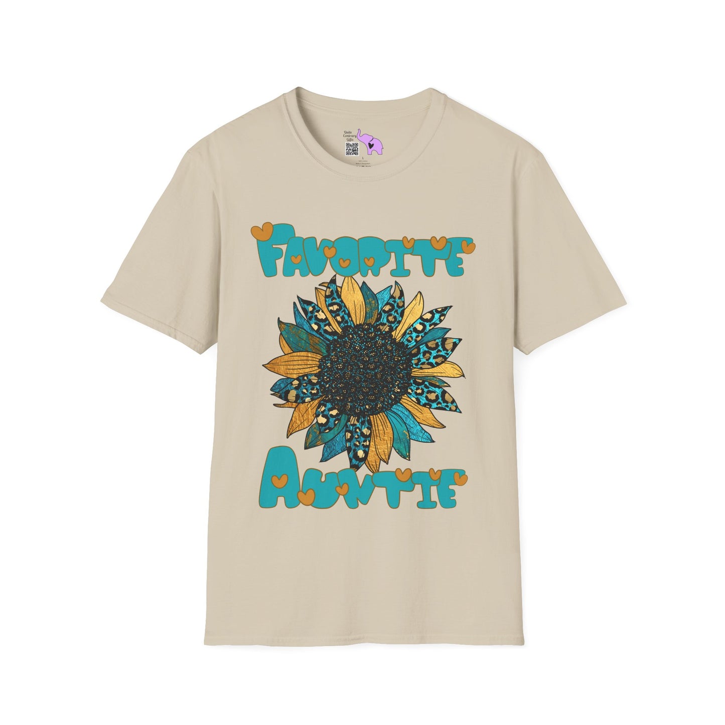 Favorite Auntie Teal/Gold Adult T-shirt