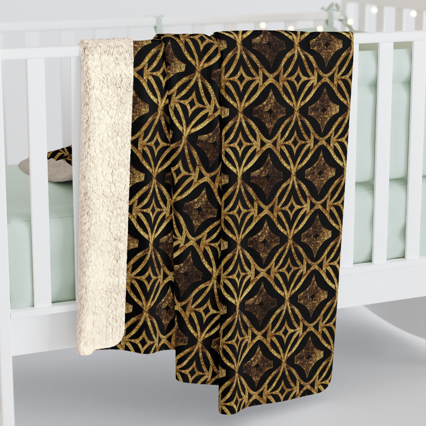 Golden Star Lattice Fleece Blanket