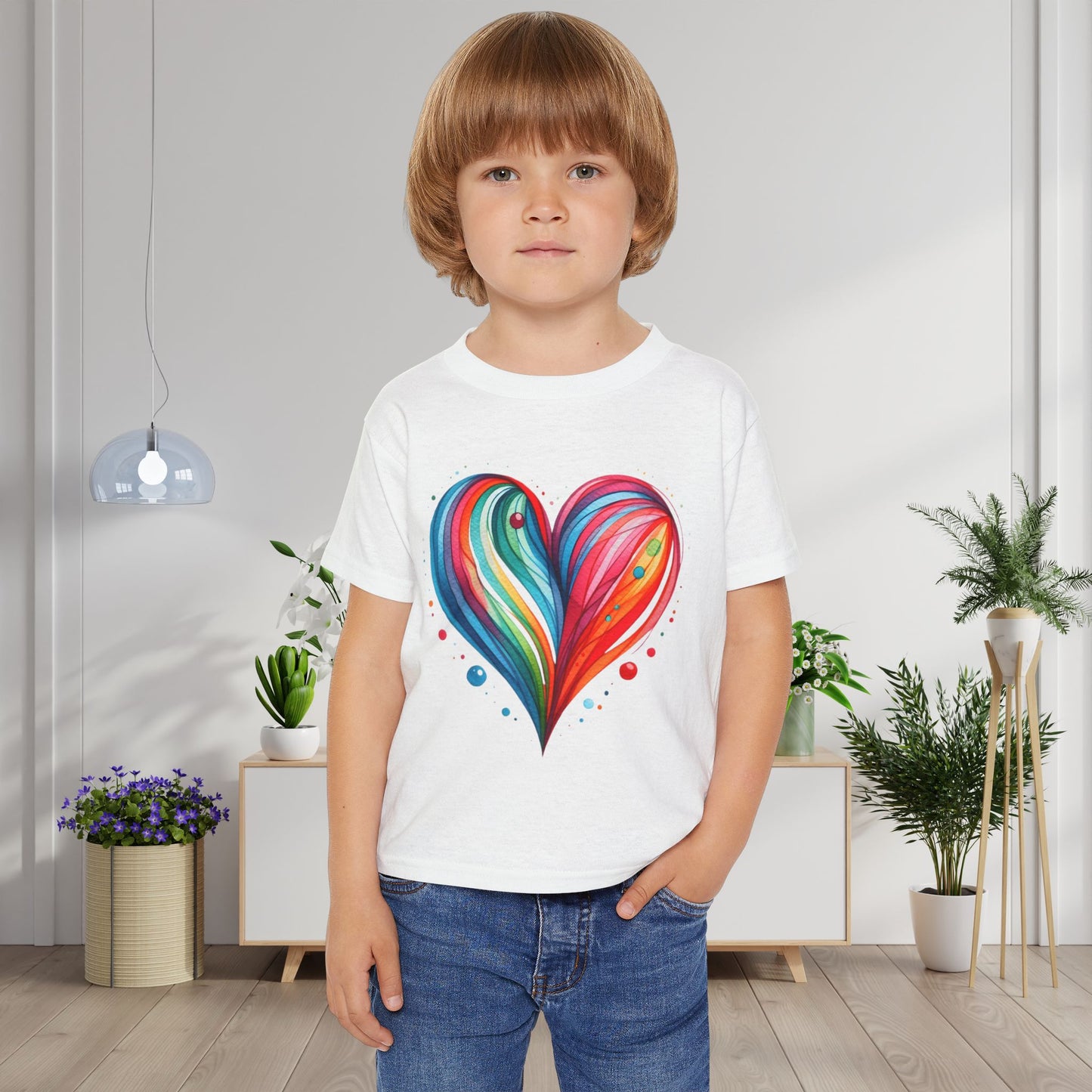 Blushing Rainbow Heart Heavy Cotton™ Toddler T-shirt