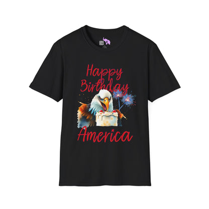 Happy Birthday America (Eagle Eating Cake) Adult T-shirt