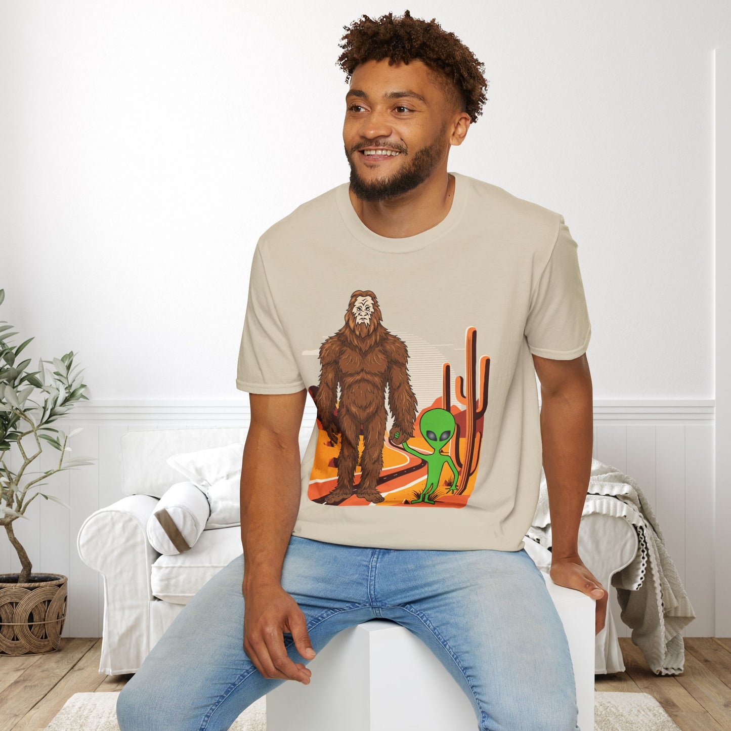 Bigfoot & Alien Adult T-shirt