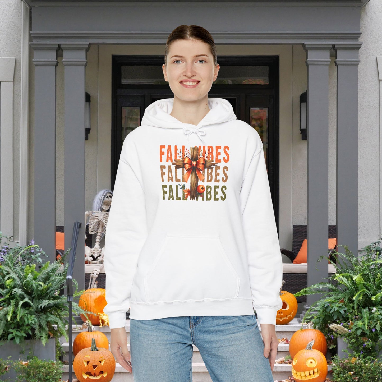 Fall Vibes Cross Heavy Blend™ Hooded Sweatshirt