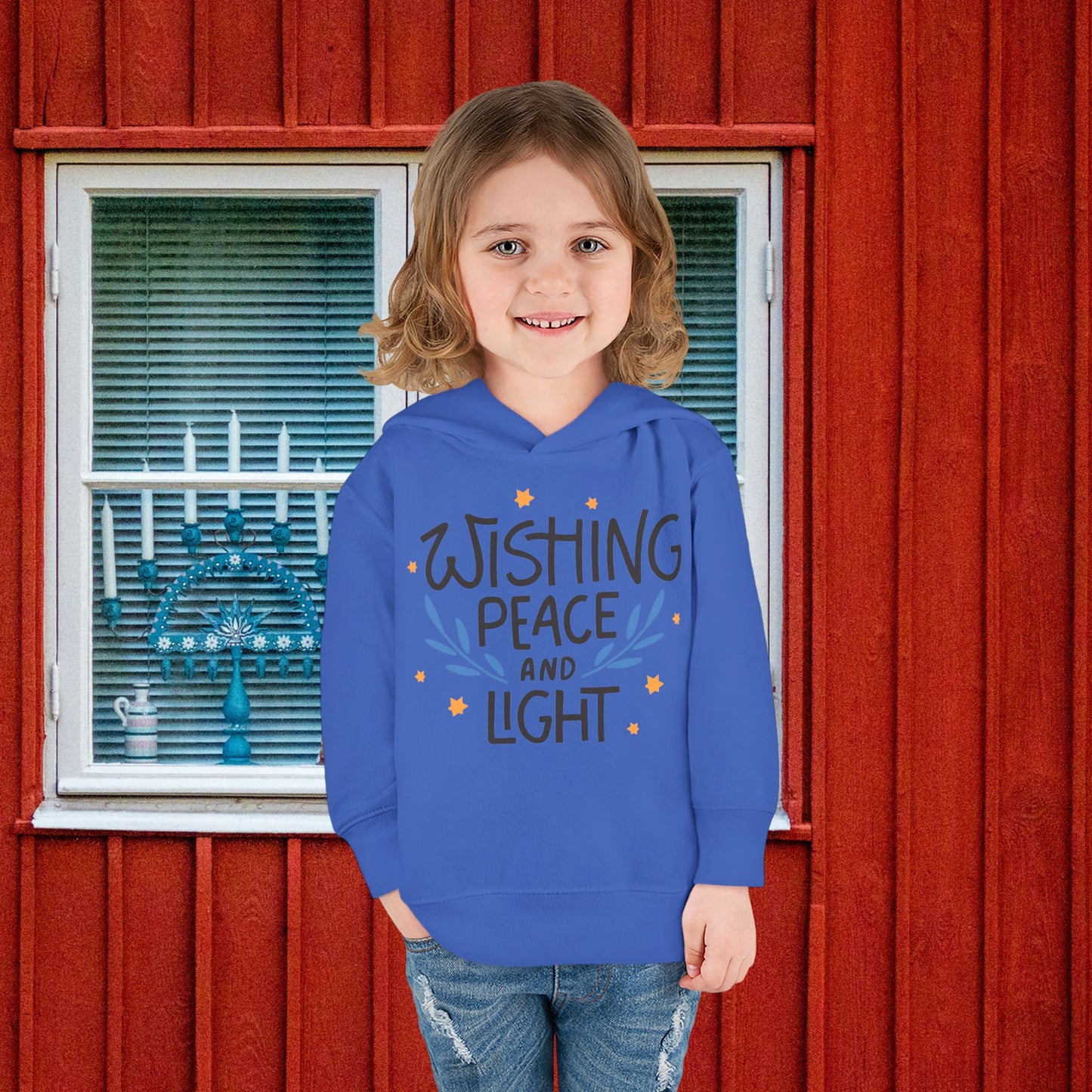 Hanukkah Wishing Peace & Light 3 Toddler Pullover Fleece Hoodie