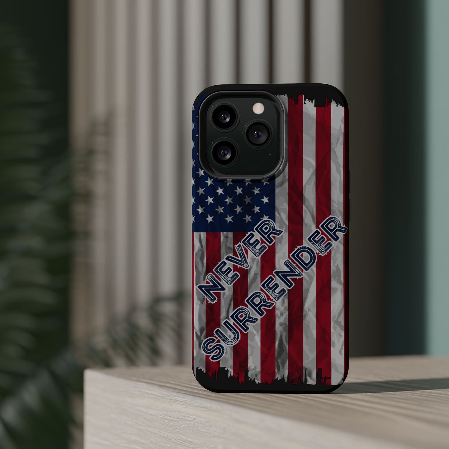 Never Surrender American Flag MagSafe® Compatible Tough Case for iPhone