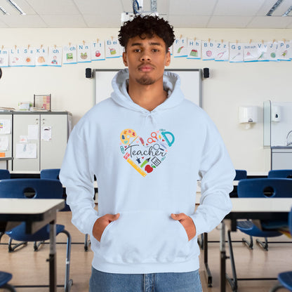 Teacher Supply Heart Heavy Blend™ Hooded Sweatshirt