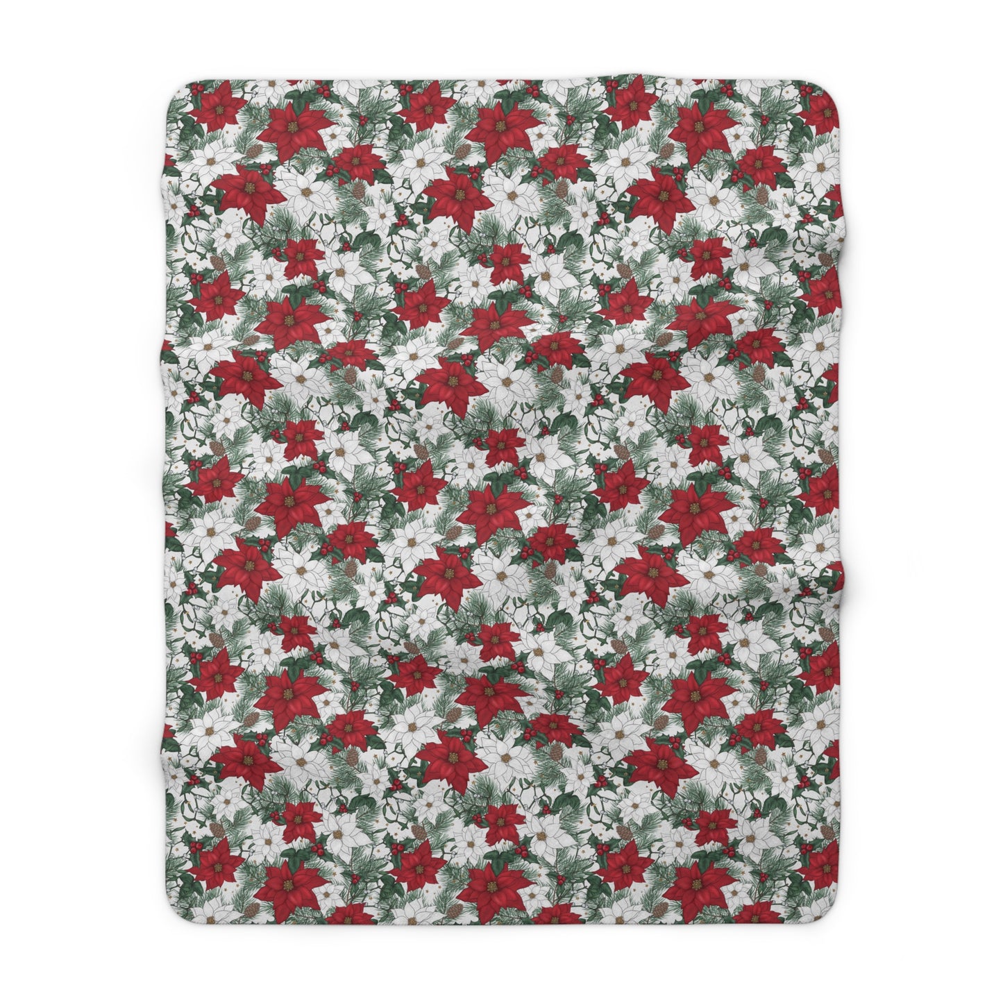 Winter Poinsettia Garden Fleece Blanket