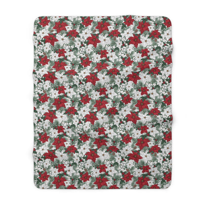Winter Poinsettia Garden Fleece Blanket