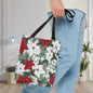 Winter Poinsettia Garden Canvas Tote Bag
