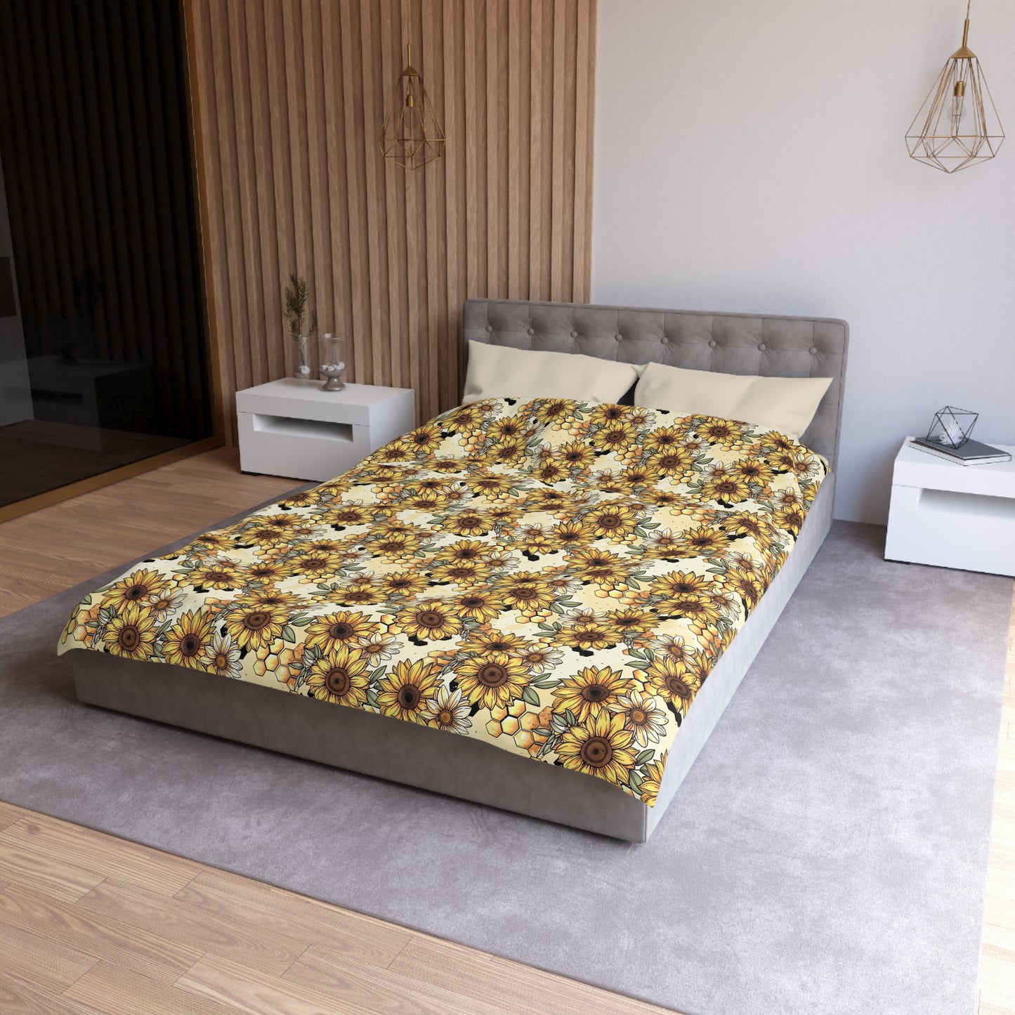 Honeycombs & Sunflowers Microfiber Duvet Cover
