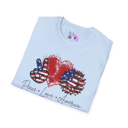 Peace Love America Adult T-shirt
