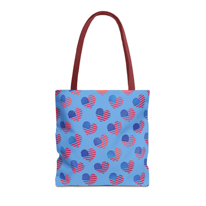 American Flag Hearts Canvas Tote Bag