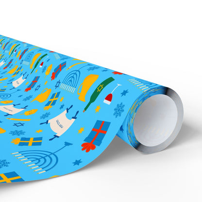 Illuminated Symbols Hanukkah Wrapping Paper