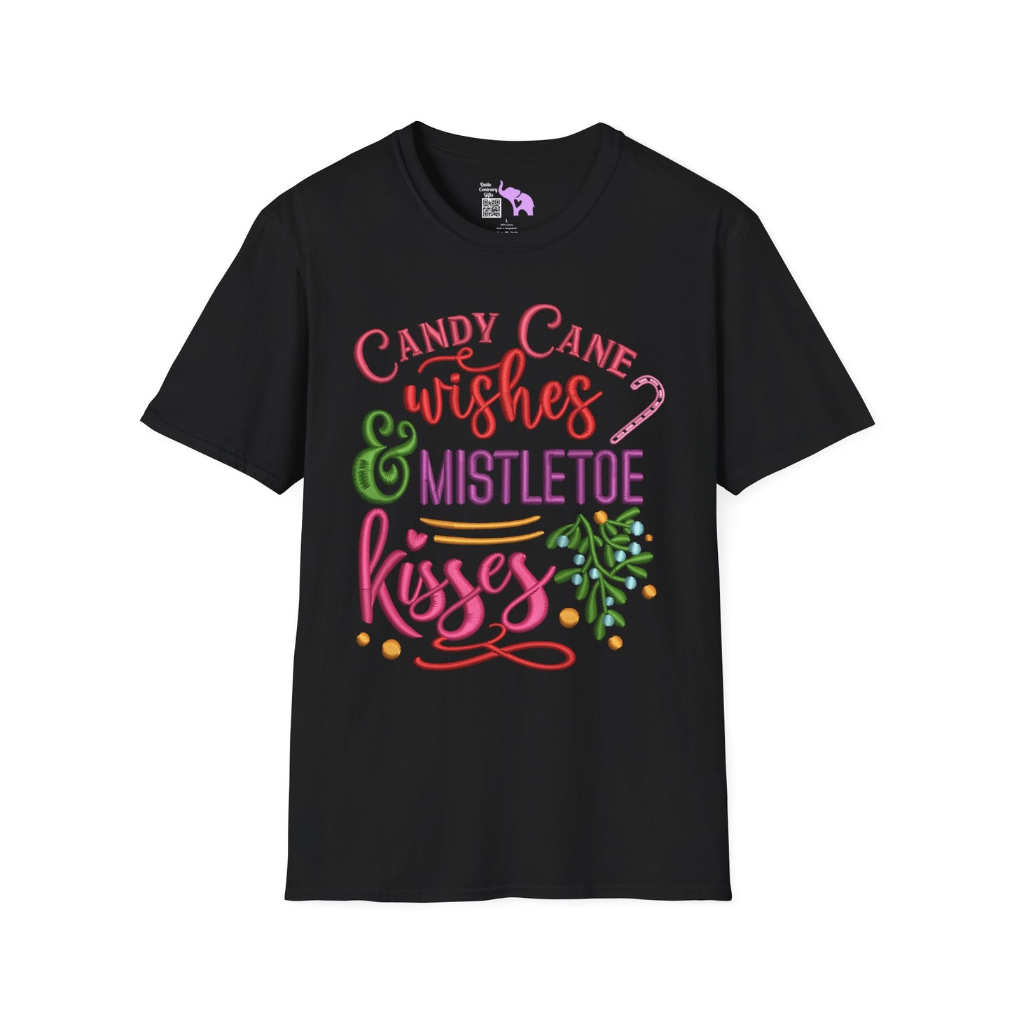 Candy Cane Wishes & Mistletoe Kisses Adult T-shirt