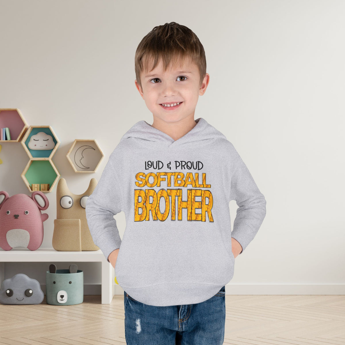Loud & Proud Softball Brother Toddler Hoodie
