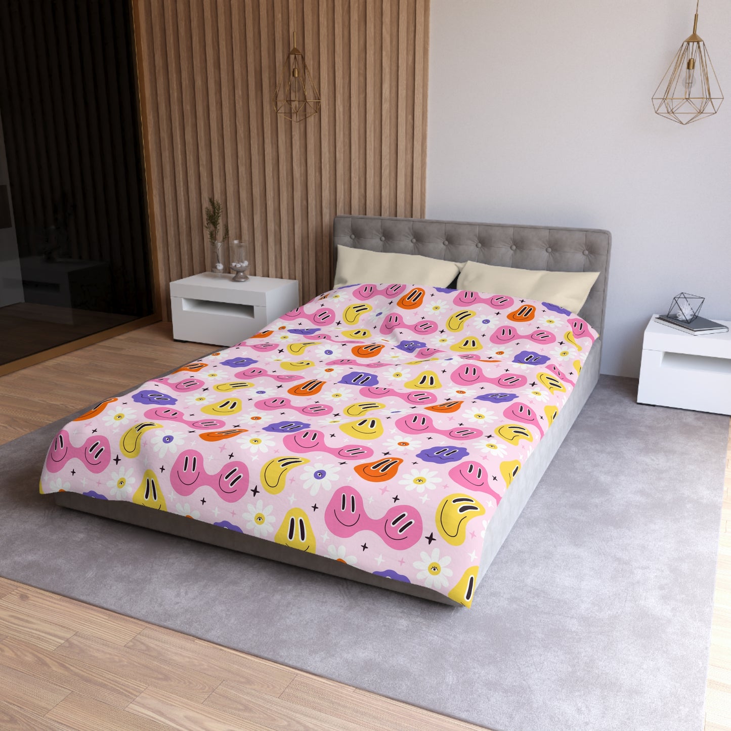 Whimsical Smiley Faces Microfiber Duvet Cover