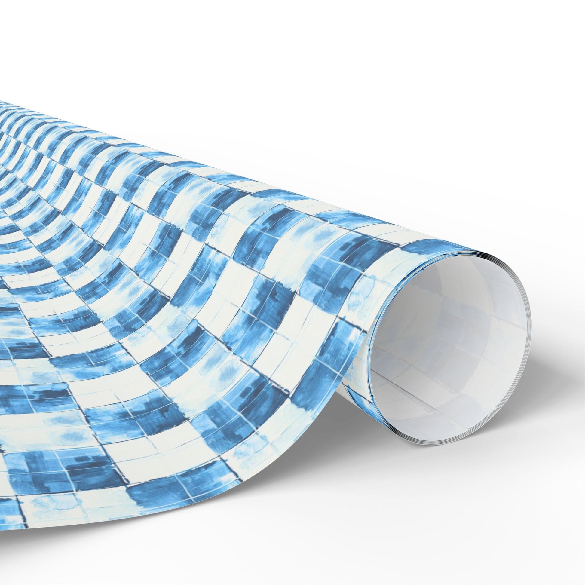 Cozy Blue Checkered Wrapping Paper